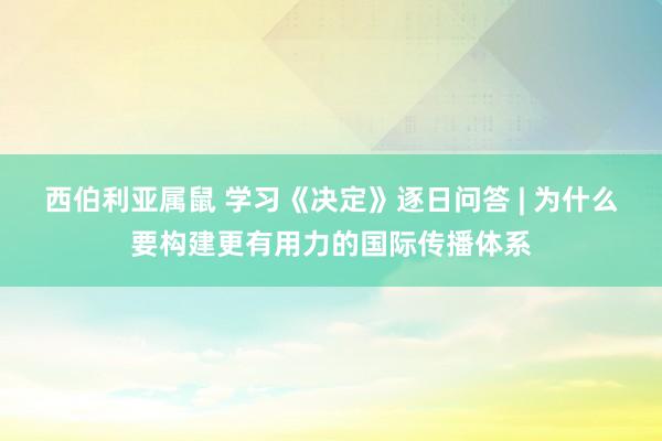 西伯利亚属鼠 学习《决定》逐日问答 | 为什么要构建更有用力的国际传播体系