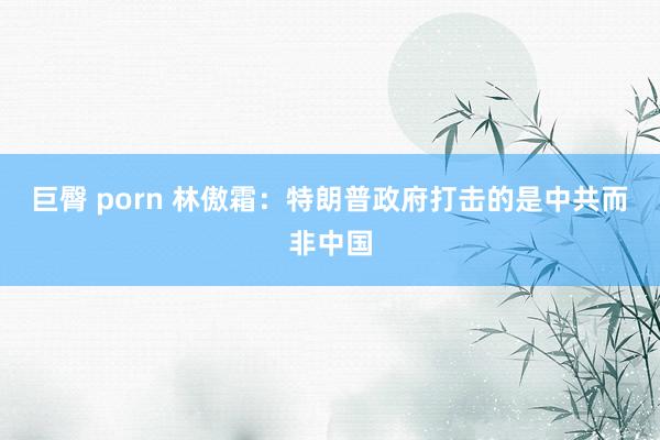 巨臀 porn 林傲霜：特朗普政府打击的是中共而非中国