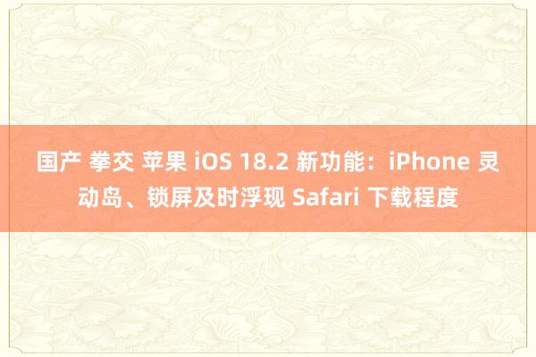 国产 拳交 苹果 iOS 18.2 新功能：iPhone 灵动岛、锁屏及时浮现 Safari 下载程度