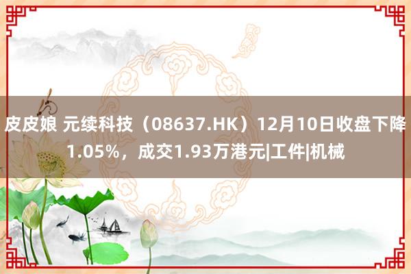 皮皮娘 元续科技（08637.HK）12月10日收盘下降1.05%，成交1.93万港元|工件|机械